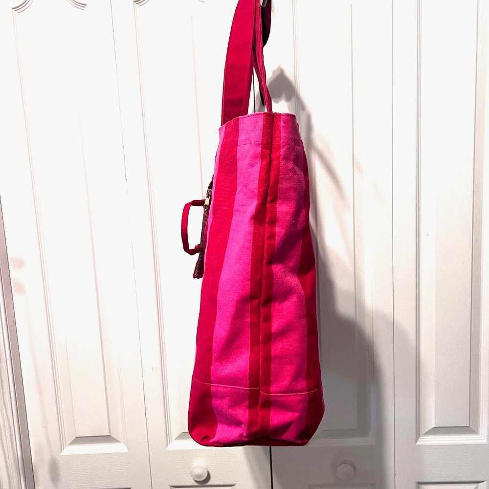 Victoria's Secret Iconic Pink/Red/Gold Striped Canvas Large Tote-Bonus Small One - Picture 7 of 16
